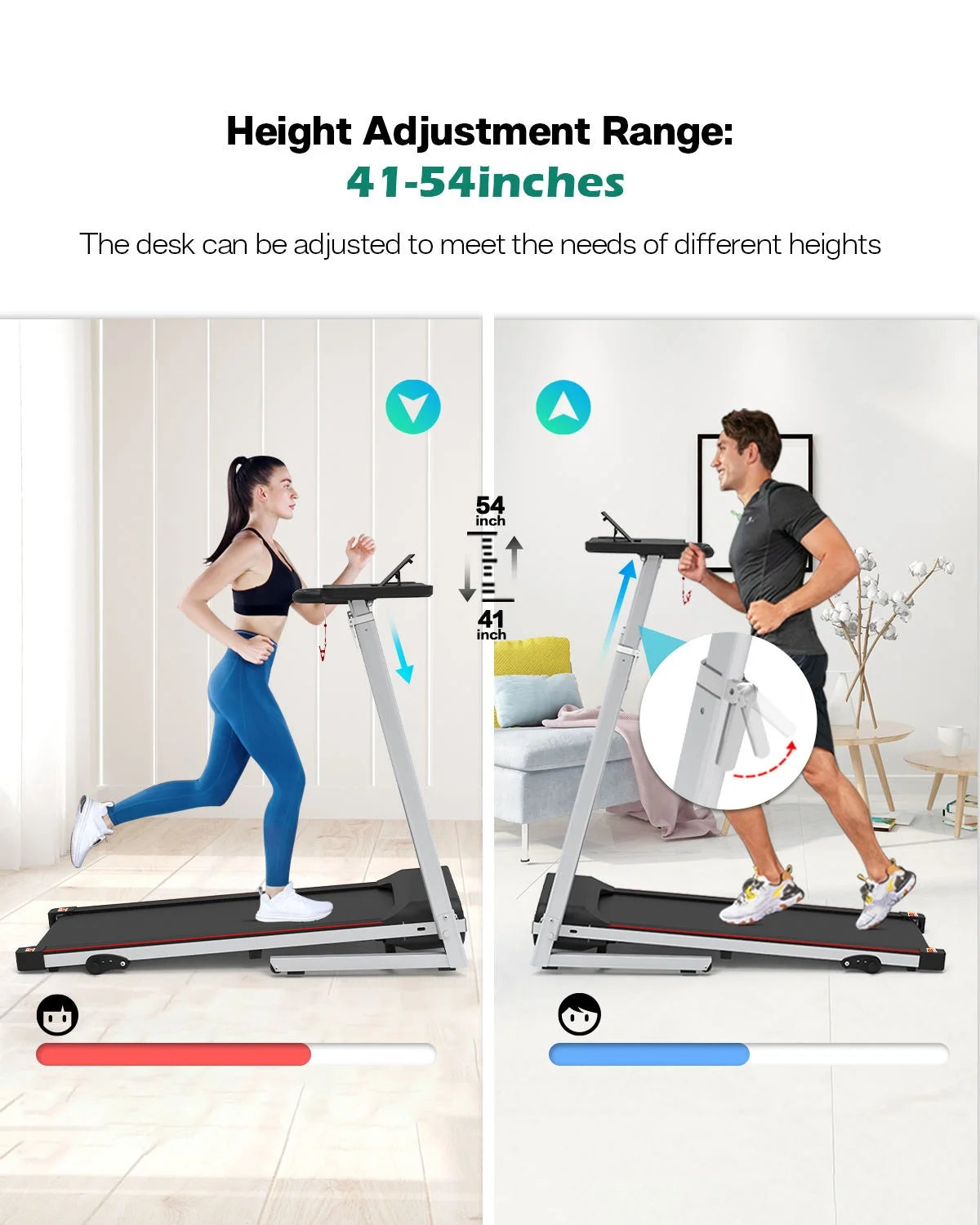 Smart Fitness Exercise Treadmill Running Walking Pad LED Display Portable Running Machine With Handle Treadmill