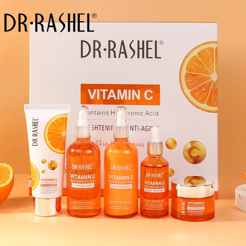 VC Facial Skin Care Set Cleanser Essence Moisturizing Cream Tender Skin Lotion Brightening Skin Tone