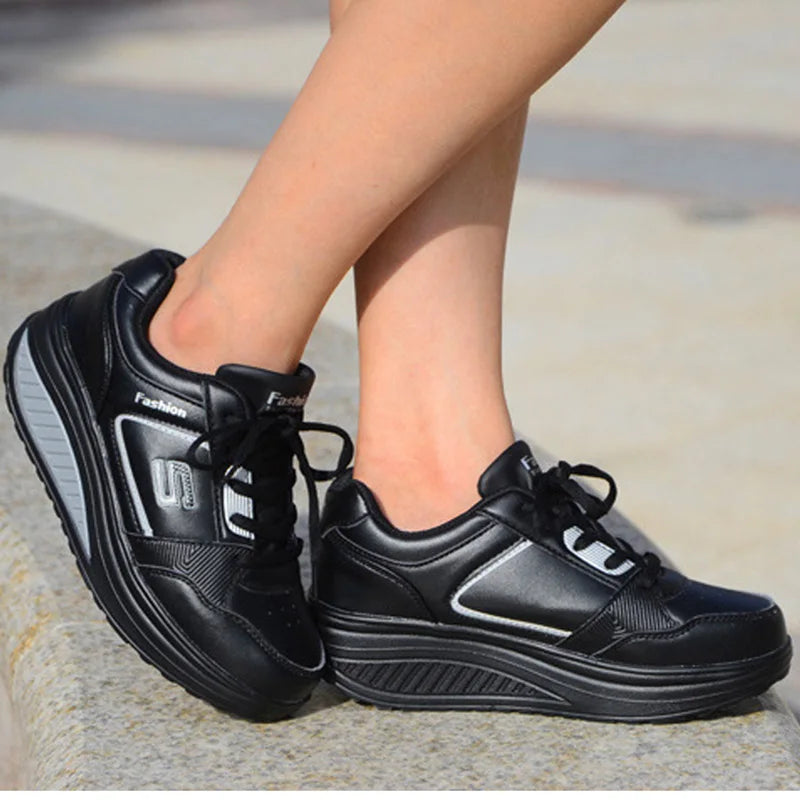 Ladies White Sneakers Platform Wedges Trainers Women Running Shoes Zapatillas De Deporte Chunky
