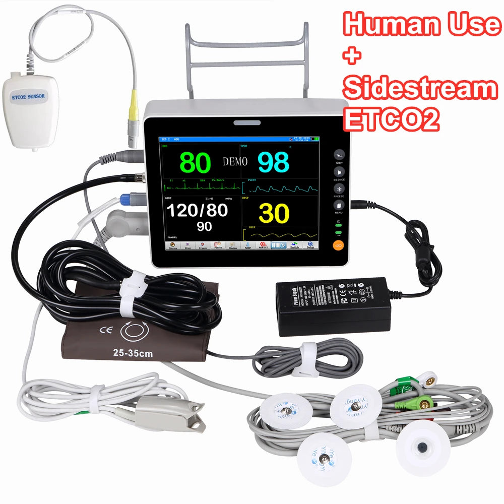 Clinic & Hospital Use 8-Inch Portable Patient Monitor Multi-Parameter Medical Emergency Equipment Electric Power Source
