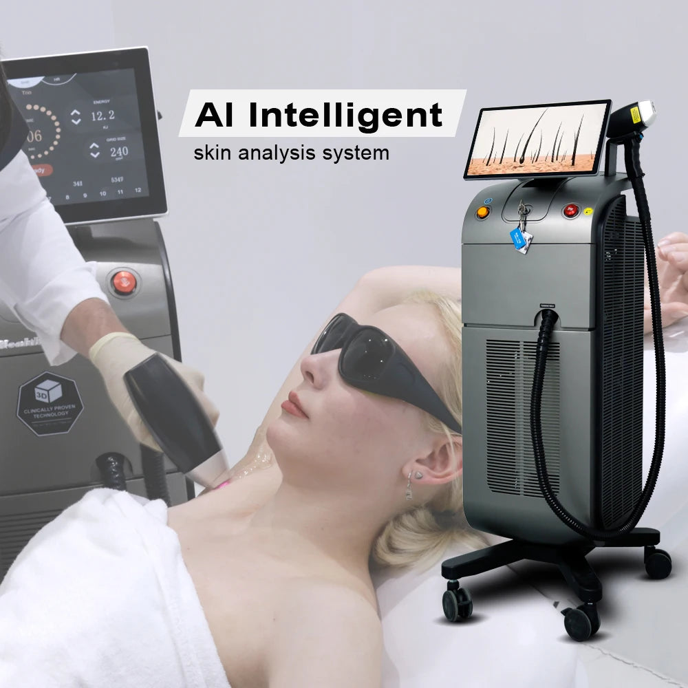 KM Triple Wave Ice Titanium Platinum/ 4 Waves 755 1064 808 940nm Diode Laser Hair Removal/alexandrite Laser Hair Removal Machine