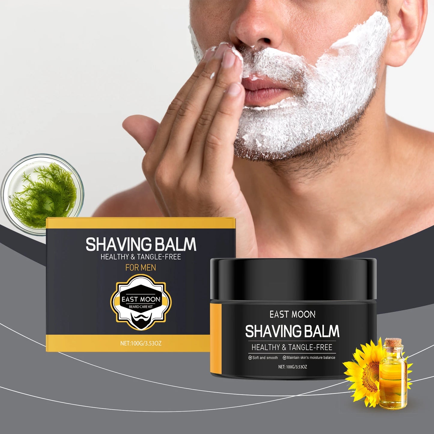 East Moon Men's Moisturizing Shaving Cream Smooth Comfortable with Moisturizing Refreshing Skin Care Properties Portable Supple