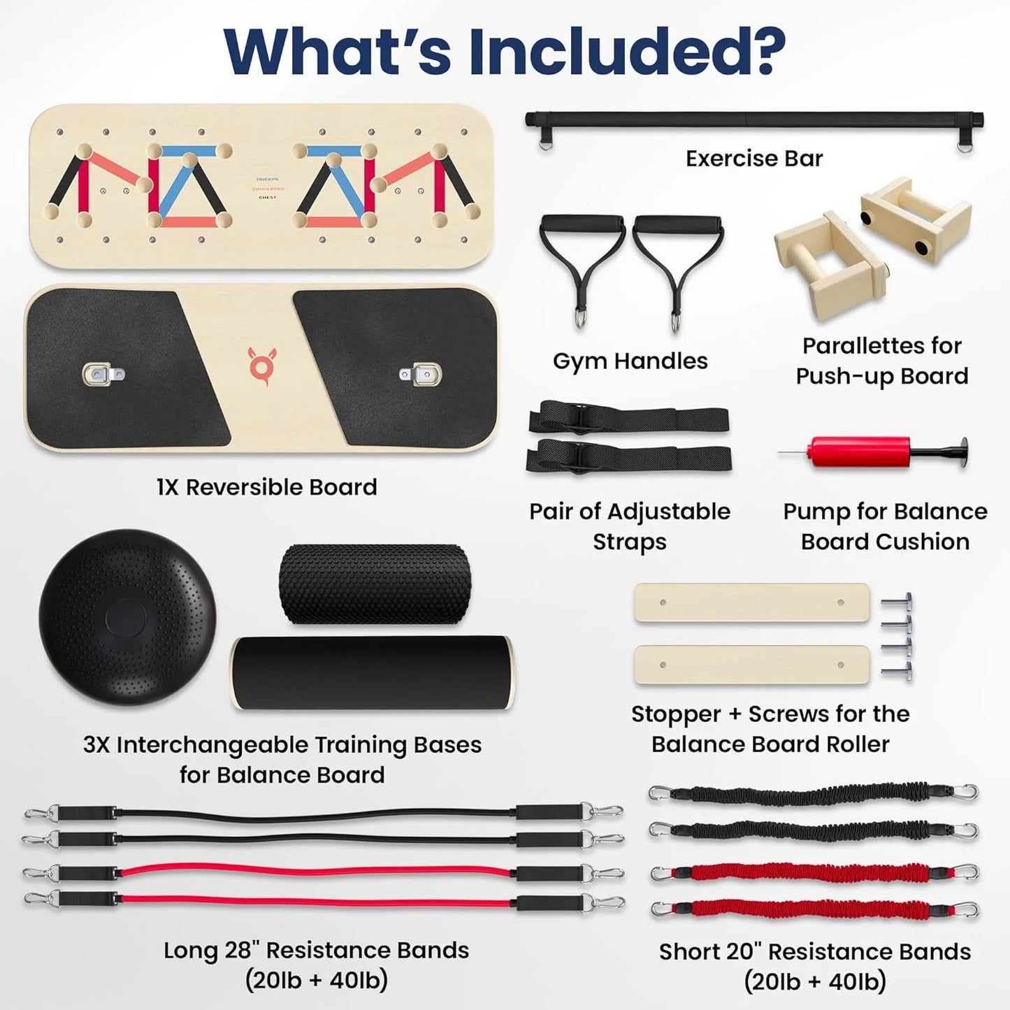 Multi-Function Fitness Wooden Push-Up Board Kit With Pilates Bar Resistance Ba Sets Foldable Stand for Sports & Entertainment