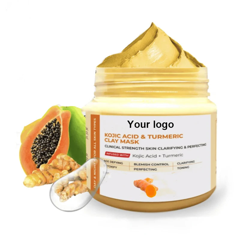 Private Label Vegan Turmeric Facial Mud Mask Firming Exfoliating Blackhead Remover Vitamin C Enriched Clay Mud Skin Care