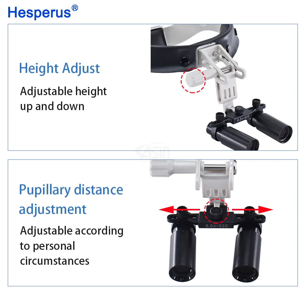 5X / 6X Dental Magnifier Binocular Kepler Loupes Headband Adjustable with LED Headlight 5W Dentist Surgical Headlamp Tools