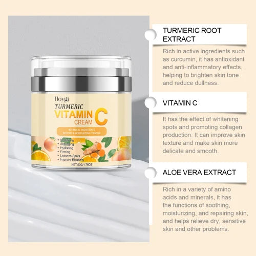 Hoygi Turmeric Vitamin C Brightening Cream Moisturizing Even Skin Tone Lighten Acne Mark Brightening Moisturizing Cream