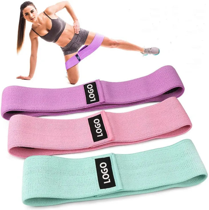 2024 New Arrival Home Workout Fitness Custom Logo Elastic Fabric Non Slip Rubber Hip Booty Yoga Resistance Band
