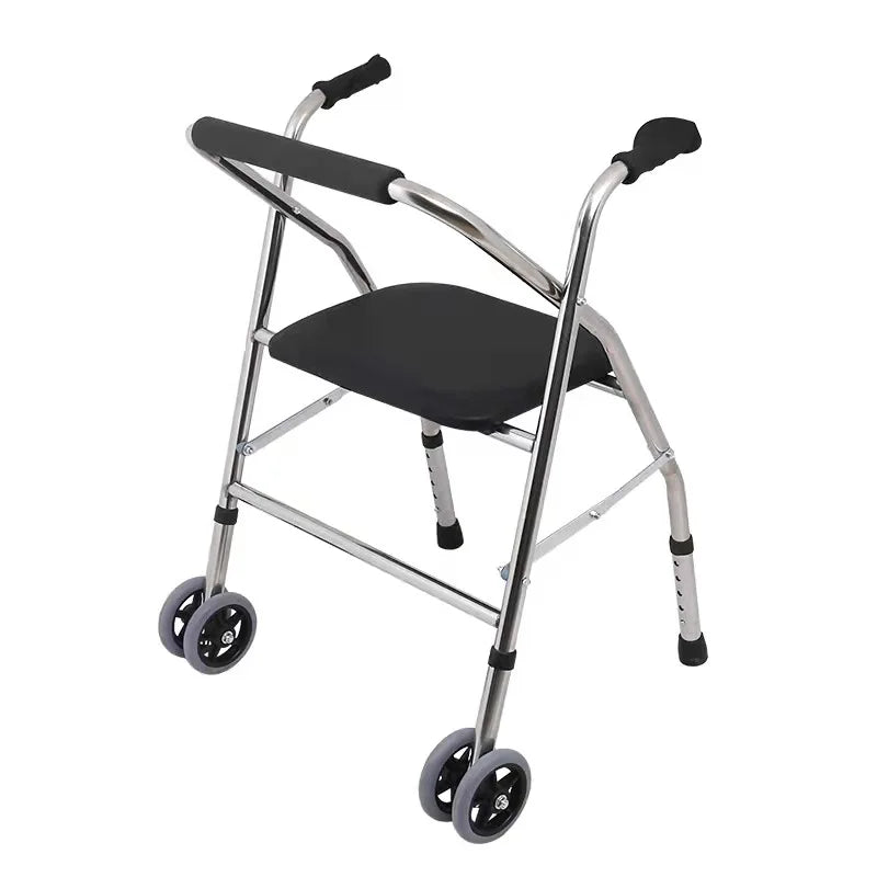 Two-Wheeled Walker for Elderly and Disabled Foldable Standing Frame for Older People's Walking Sticks Medical Walking Aids
