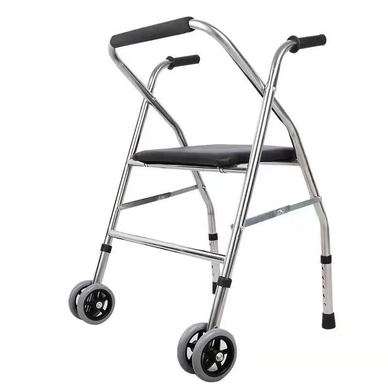 Two-Wheeled Walker for Elderly and Disabled Foldable Standing Frame for Older People's Walking Sticks Medical Walking Aids