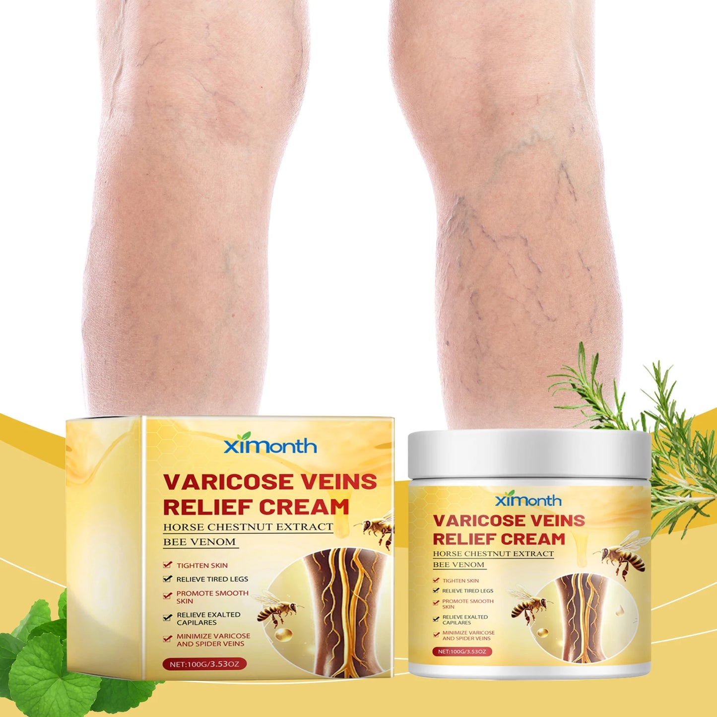 Ximonth Bee Venom IV Cream Plant Extract Cream to Alleviate Leg Fatigue and Enhance Venous Circulation