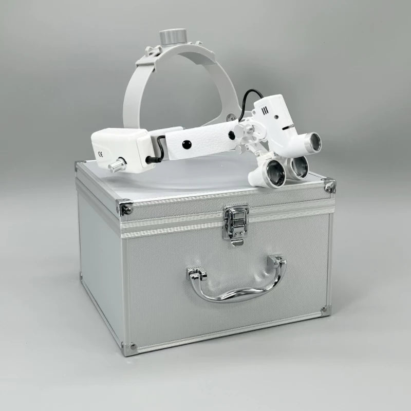 2.5/3.5X 5W Lamp Headband Ajustable Dentist Surgical Headlamp Working Distance 320mm-420mm Dental LED Headlight Binocular Loupes