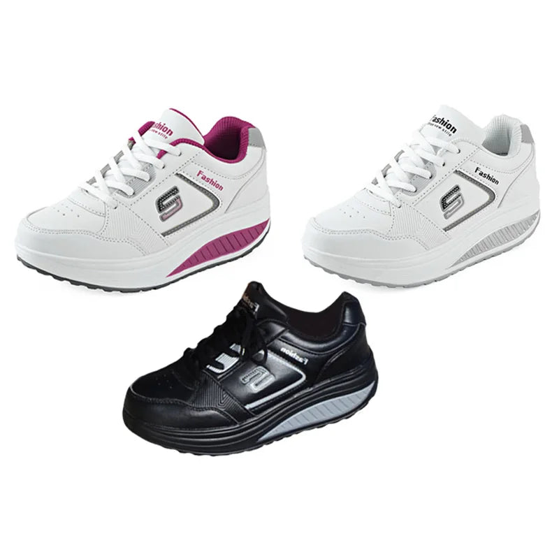 Ladies White Sneakers Platform Wedges Trainers Women Running Shoes Zapatillas De Deporte Chunky