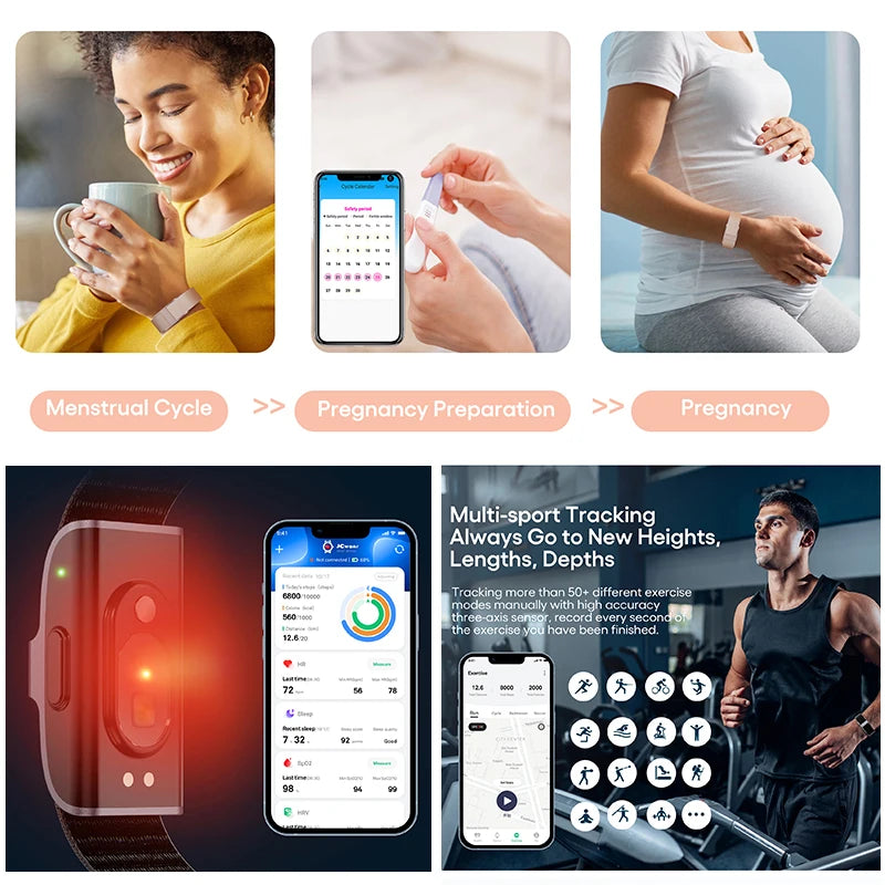 2208A Sport Fitness Tracker Smart Band Heart Rate Health Monitor Smart Wrist Bracelet Wearable Devices for Men Women Boy Girl