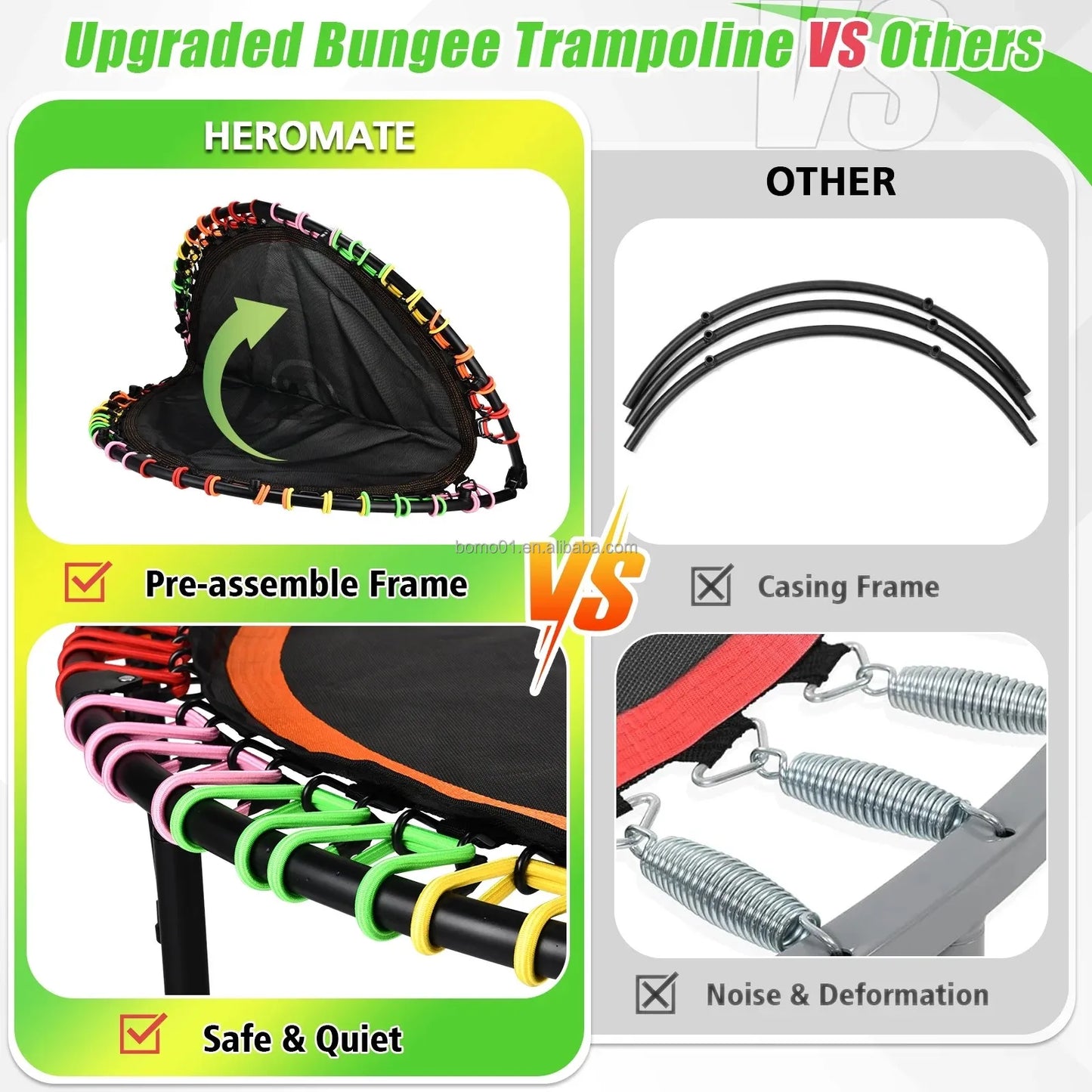 Zoshine Indoor 48 Inch ultra Quiet Foldable Fitness Trampoline Sports Training Trampoline