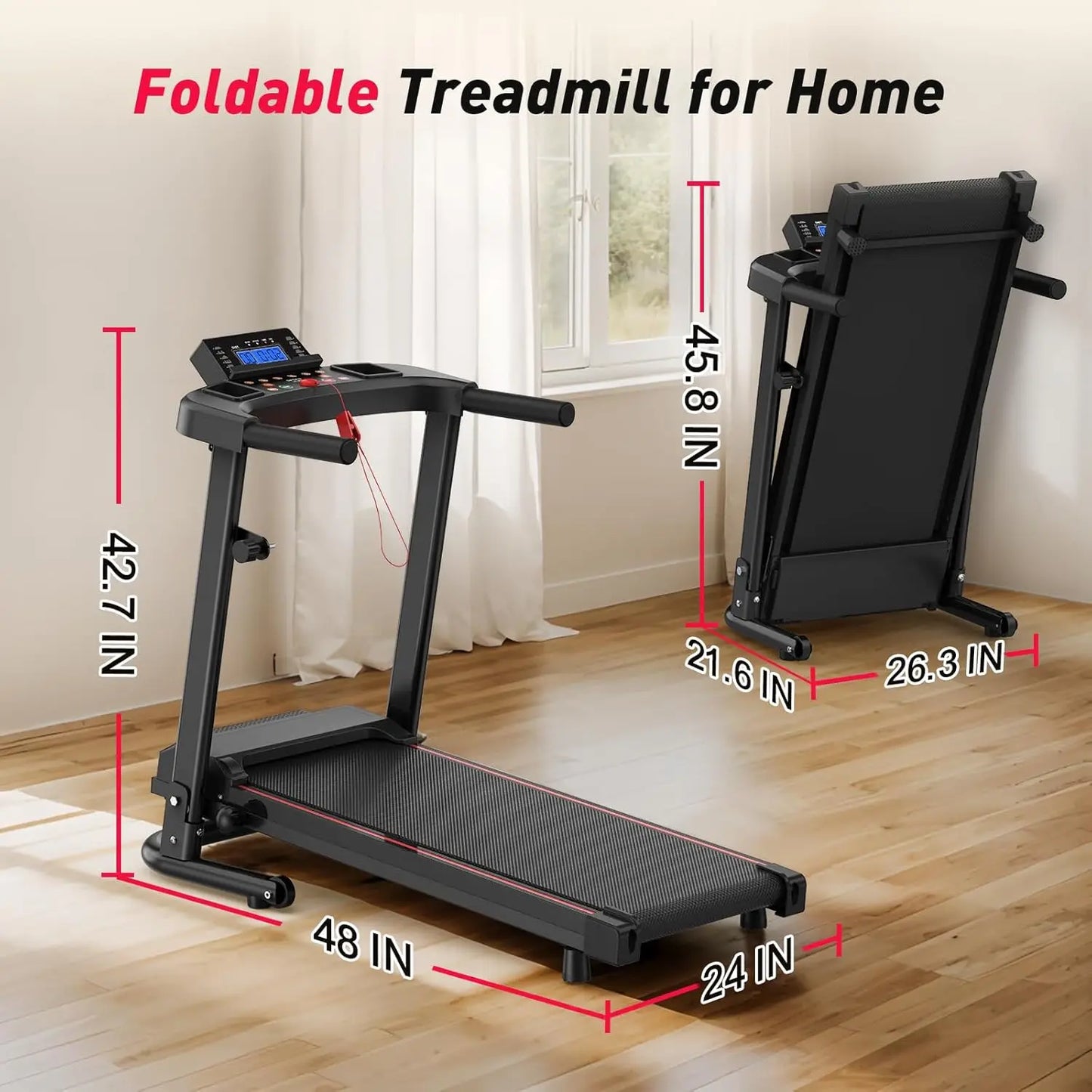 Home Gym Treadmills Silent Running Machine Space Saving Fitness Equipment Indoor Electric Treadmill Foldable Home Use Treadmill