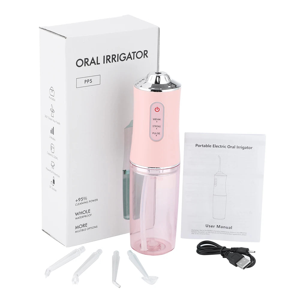 Oral Irrigator +4 Jets 3 Mode USB Rechargeable Water Flosser Portable Dental Water Jet Waterproof Irrigator Dental Teeth Cleaner