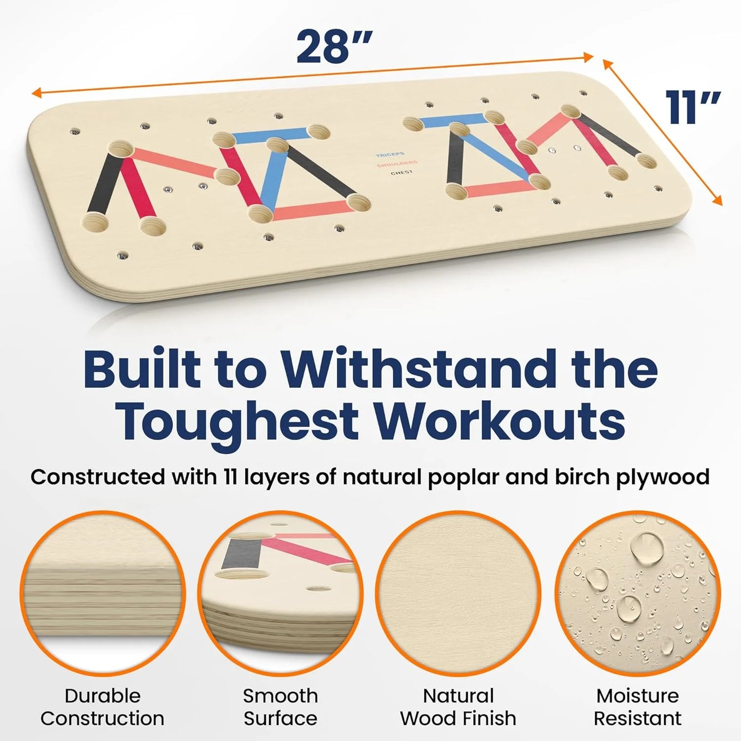 Multi-Function Fitness Wooden Push-Up Board Kit With Pilates Bar Resistance Ba Sets Foldable Stand for Sports & Entertainment