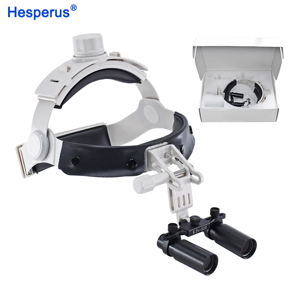 5X / 6X Dental Magnifier Binocular Kepler Loupes Headband Adjustable with LED Headlight 5W Dentist Surgical Headlamp Tools
