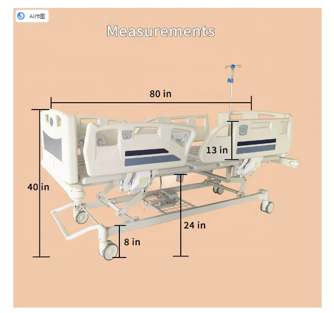 New High Quality Luxurious Electric ICU Hospital Bed 5 Function Medical Grade Electric Patient Bed for Sale