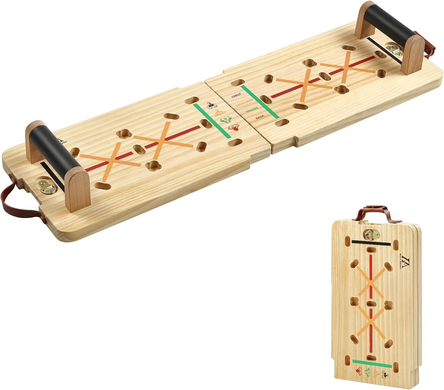 Multi-Function Fitness Wooden Push-Up Board Kit With Pilates Bar Resistance Ba Sets Foldable Stand for Sports & Entertainment