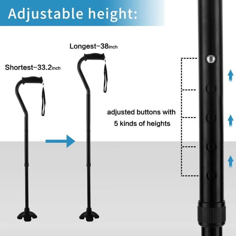 High Quality Foldable Aluminum Alloy 1.2mm Walking Cane Lightweight Adjustable Walking Sticks for Men and Women