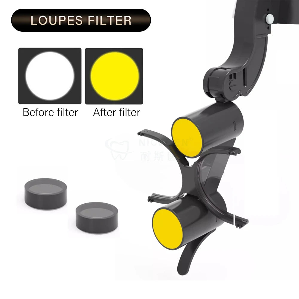 Niceden Dental LED Headlight Binocular Loupes 2.5X/3.5X Headband Ajustable 5W Dentist Surgical Headlamp Dentistry Magnifier