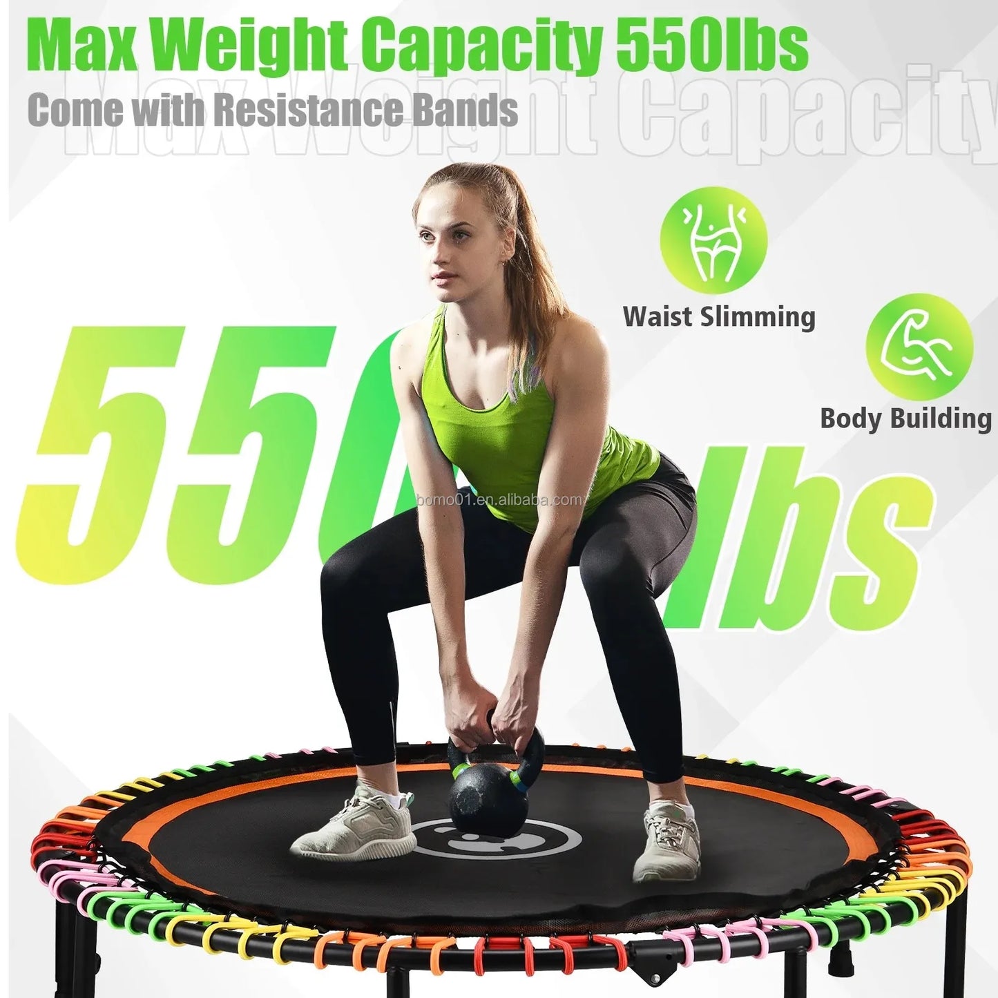 Zoshine Indoor 48 Inch ultra Quiet Foldable Fitness Trampoline Sports Training Trampoline