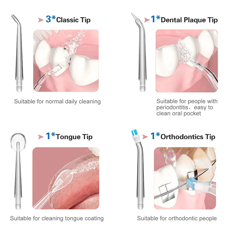Oral Irrigator +4 Jets 3 Mode USB Rechargeable Water Flosser Portable Dental Water Jet Waterproof Irrigator Dental Teeth Cleaner