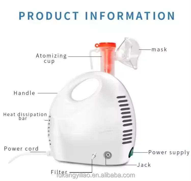 FUKANG ODM CE ISO Compressed Nebulizer Inhaler Cool Mist Atomizer Electric Power Portable for Kids Adults Home Hospital Use