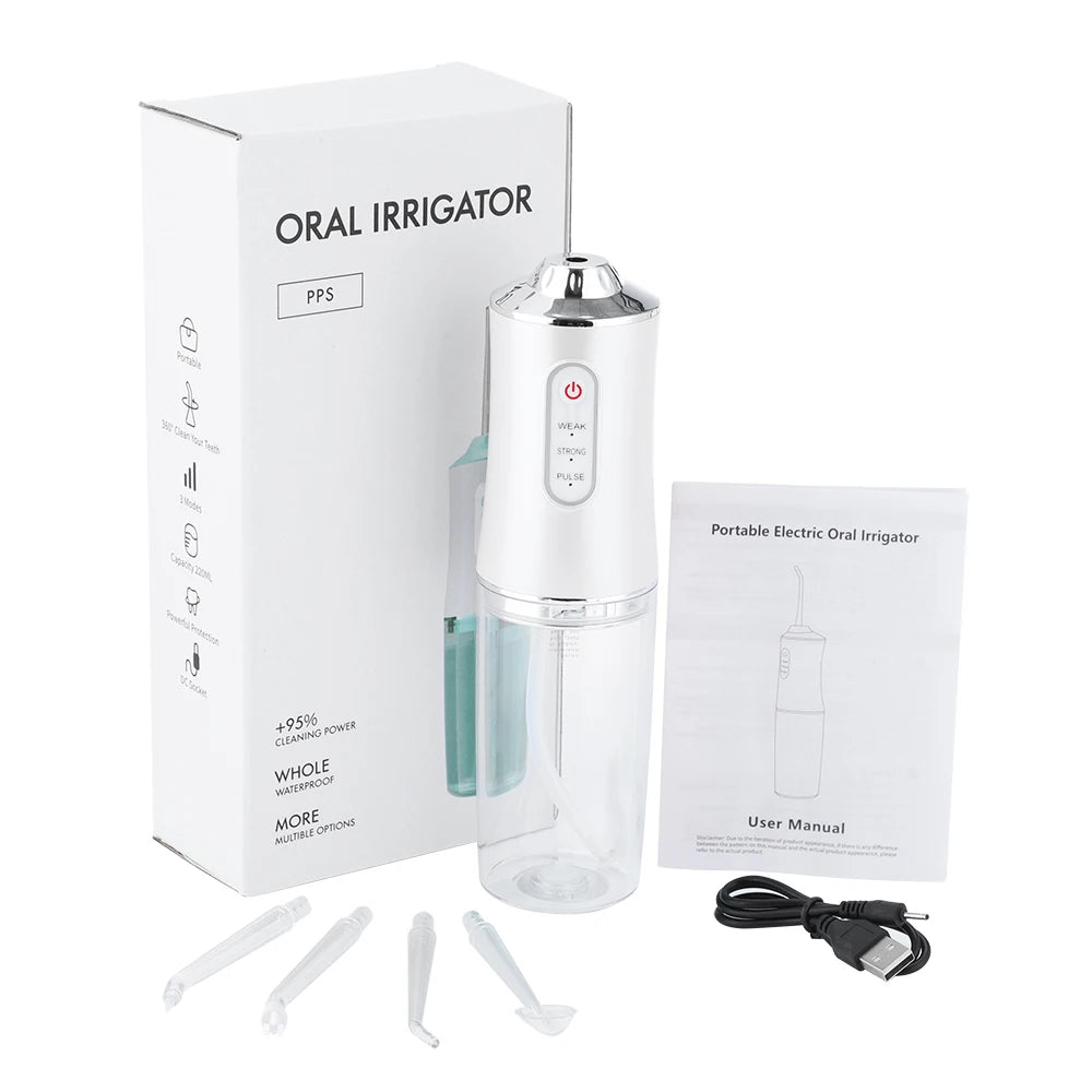 Oral Irrigator +4 Jets 3 Mode USB Rechargeable Water Flosser Portable Dental Water Jet Waterproof Irrigator Dental Teeth Cleaner