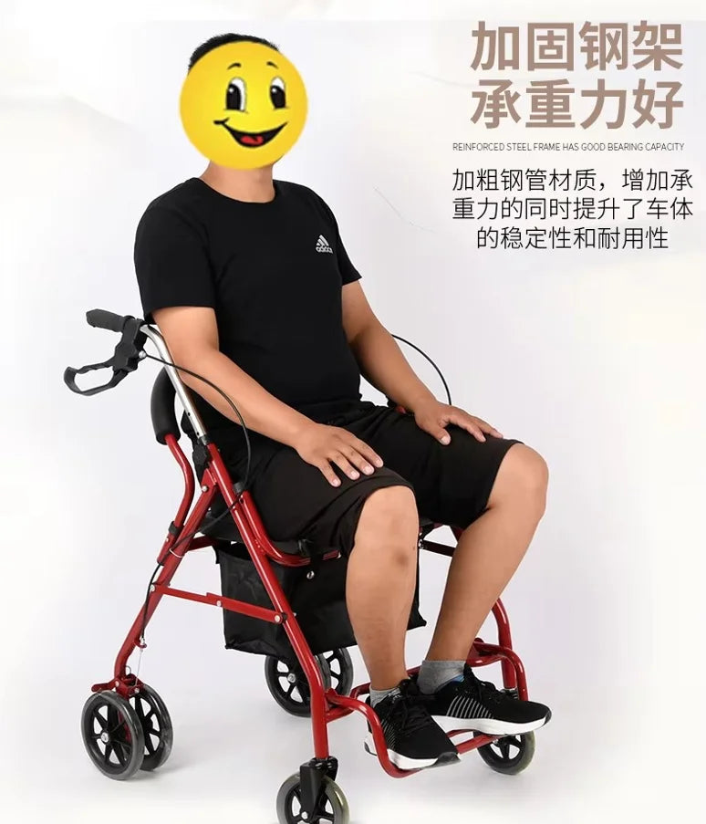 Elderly Products Medical Walker Elder Wheel Frame Walker Mobility Aluminum Alloy Hospital Two-button Folding walker