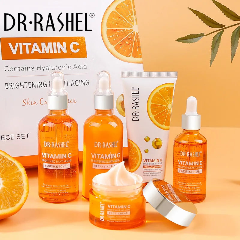 VC Facial Skin Care Set Cleanser Essence Moisturizing Cream Tender Skin Lotion Brightening Skin Tone