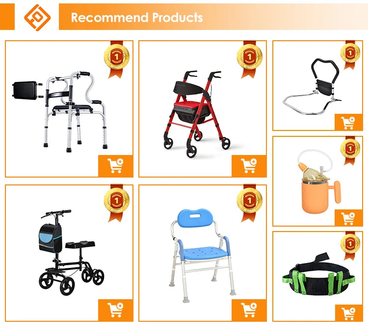 Aluminum Alloy Gold Four-legged Crutches with Curved Armrests Elderly Walking Sticks Are Portable and Adjustable