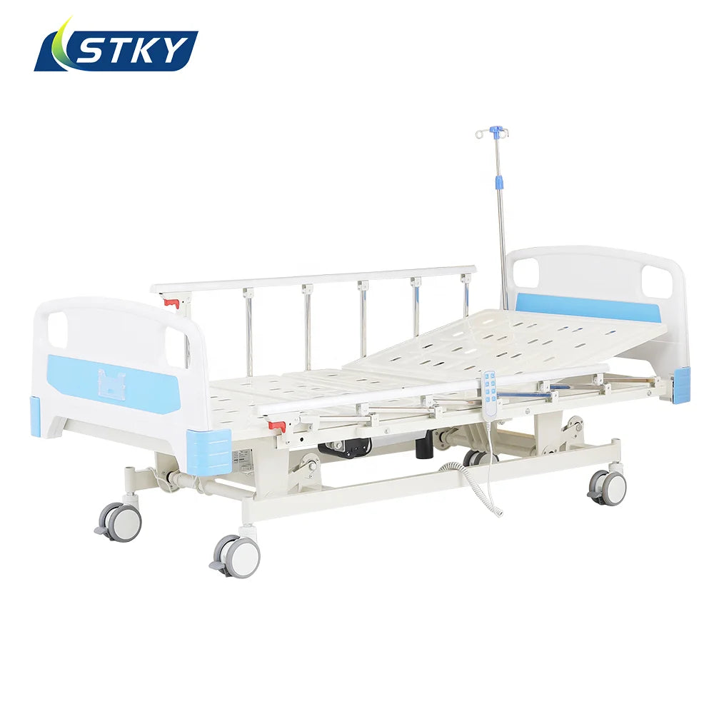 Made in Hengshui 3 Function Foldable ABS Medical ICU White Hospital Bed with Independent Casters