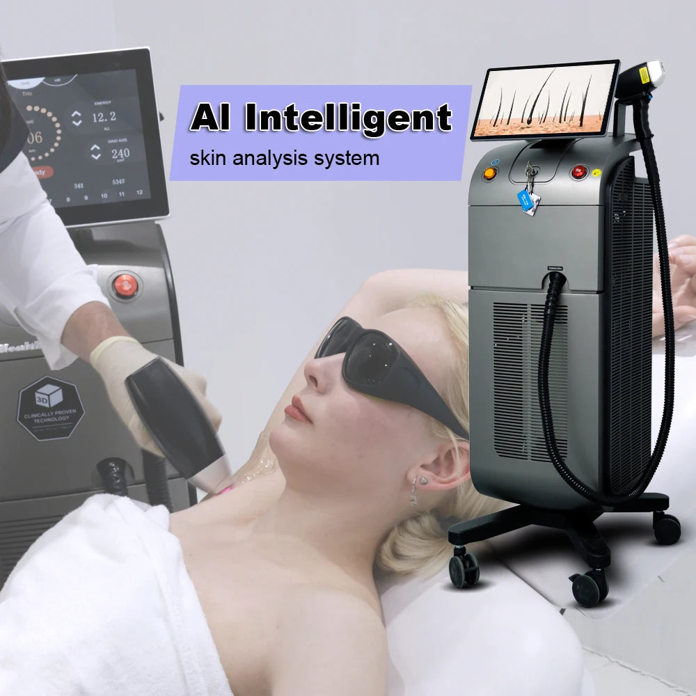 KM Triple Wave Ice Titanium Platinum/ 4 Waves 755 1064 808 940nm Diode Laser Hair Removal/alexandrite Laser Hair Removal Machine