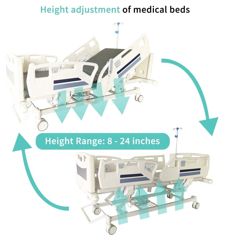 New High Quality Luxurious Electric ICU Hospital Bed 5 Function Medical Grade Electric Patient Bed for Sale