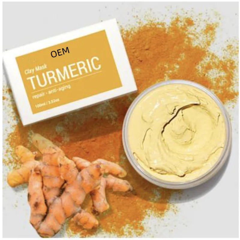 Private Label Vegan Turmeric Facial Mud Mask Firming Exfoliating Blackhead Remover Vitamin C Enriched Clay Mud Skin Care