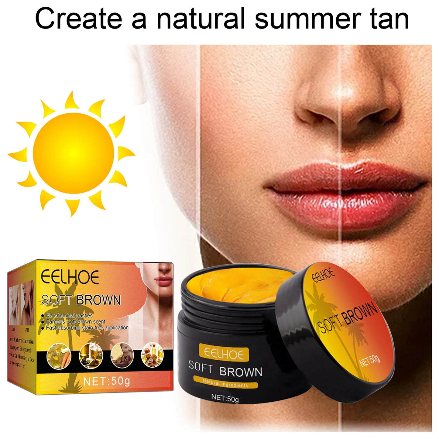 EELHOE 100g Aloe Vera Gel Darkening Cream Summer Beach Bronze Sunbathing and Skin Sunburn Repair Gel Tanning Lotion