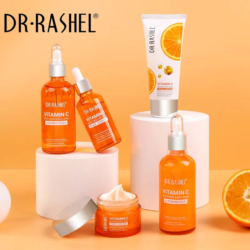 VC Facial Skin Care Set Cleanser Essence Moisturizing Cream Tender Skin Lotion Brightening Skin Tone