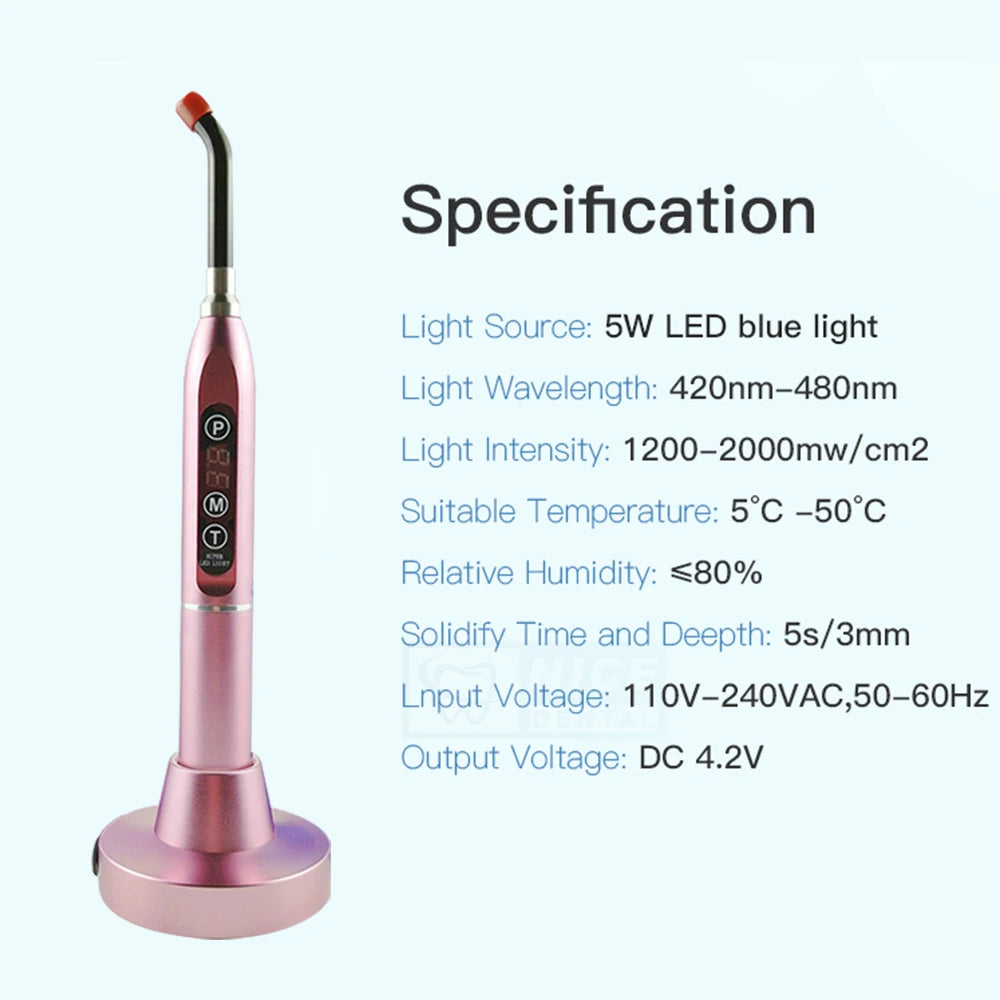 New Dental Wireless LED Curing Light Cure Lamp Pink Dental Product Dentist Tool Kits Orthodontic Use
