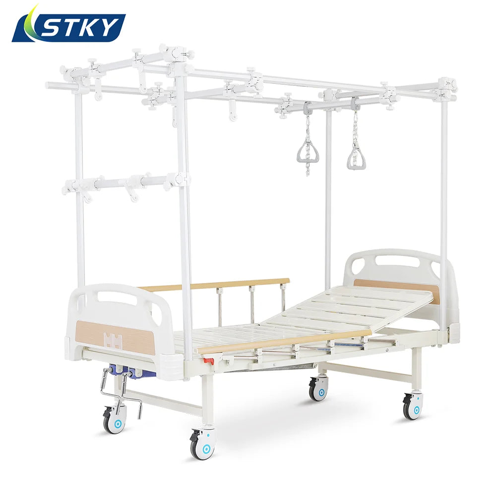 Medical Multifunctional Aluminum Alloy Manual 2 Crank Patient Orthopedic Feram Hospital Bed