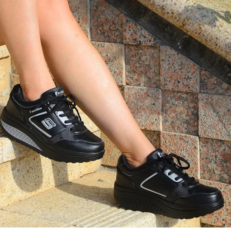 Ladies White Sneakers Platform Wedges Trainers Women Running Shoes Zapatillas De Deporte Chunky