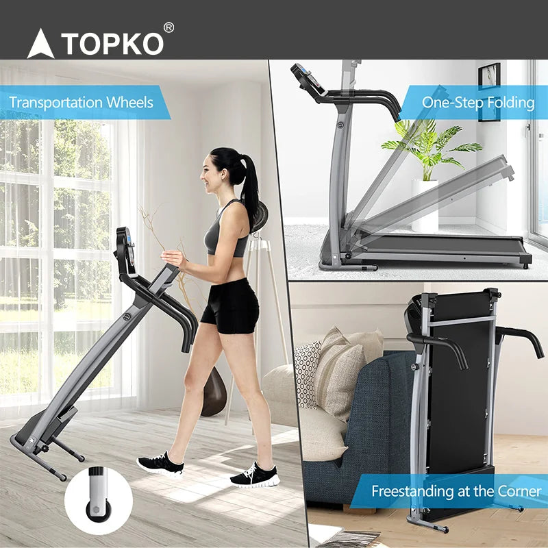 TOPKO US Warehouse Hot Selling Silent Foldable Treadmill for Home Gym Fitness Multi-Function Smart Treadmill