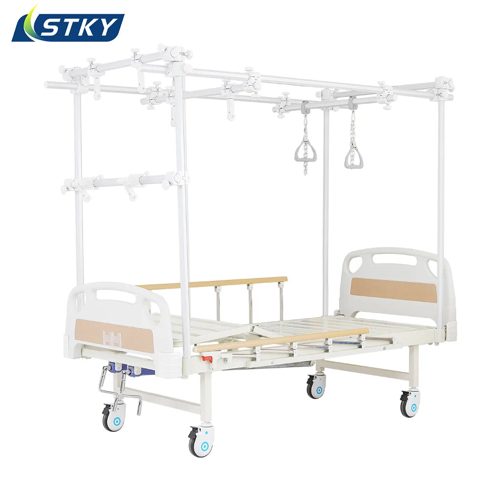 Medical Multifunctional Aluminum Alloy Manual 2 Crank Patient Orthopedic Feram Hospital Bed