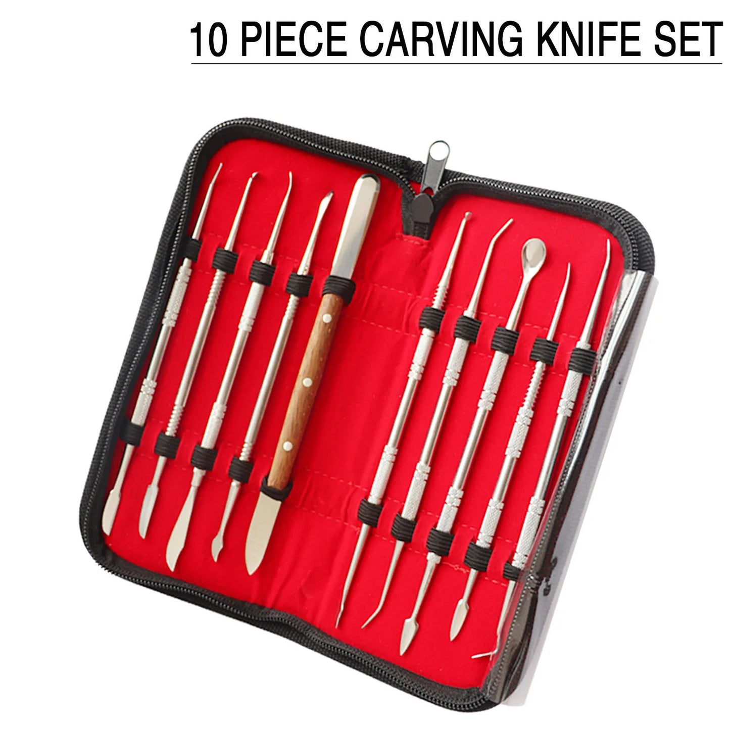10PCS Dental Lab Stainless Steel Wax Carving Tool Set Dentist Sculpture Knife Dentistry Instrument