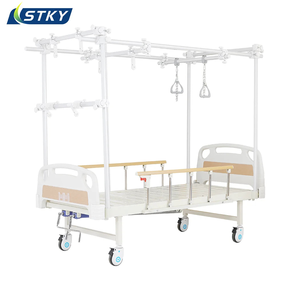 Medical Multifunctional Aluminum Alloy Manual 2 Crank Patient Orthopedic Feram Hospital Bed