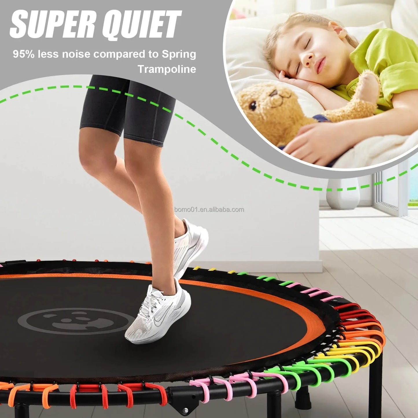 Zoshine Indoor 48 Inch ultra Quiet Foldable Fitness Trampoline Sports Training Trampoline