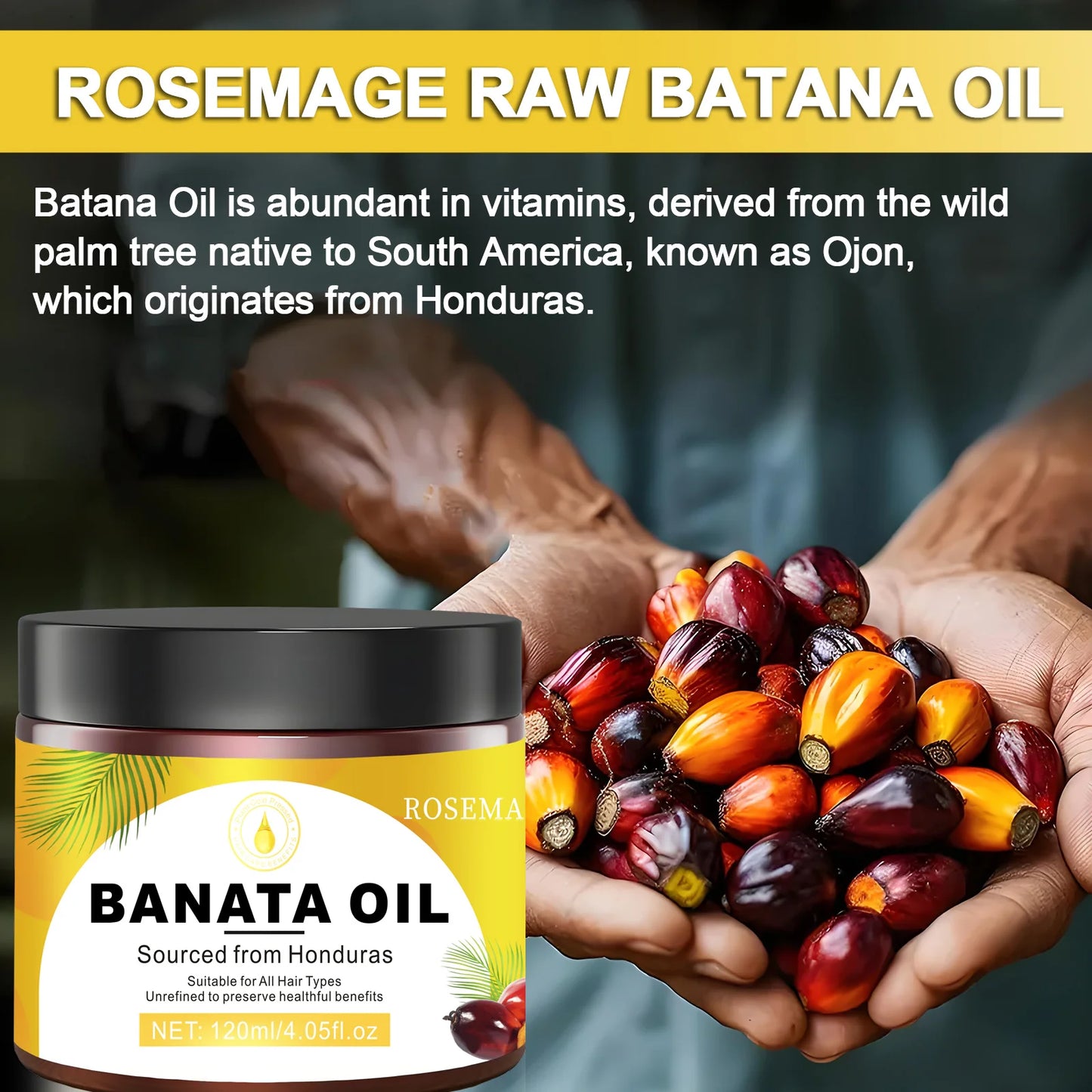 Raw Batana Oil by Dr. Sebi Organic Raw Honduras Oil for Hair Growth100% Pure & Natural for Thicker, Stronger Hair