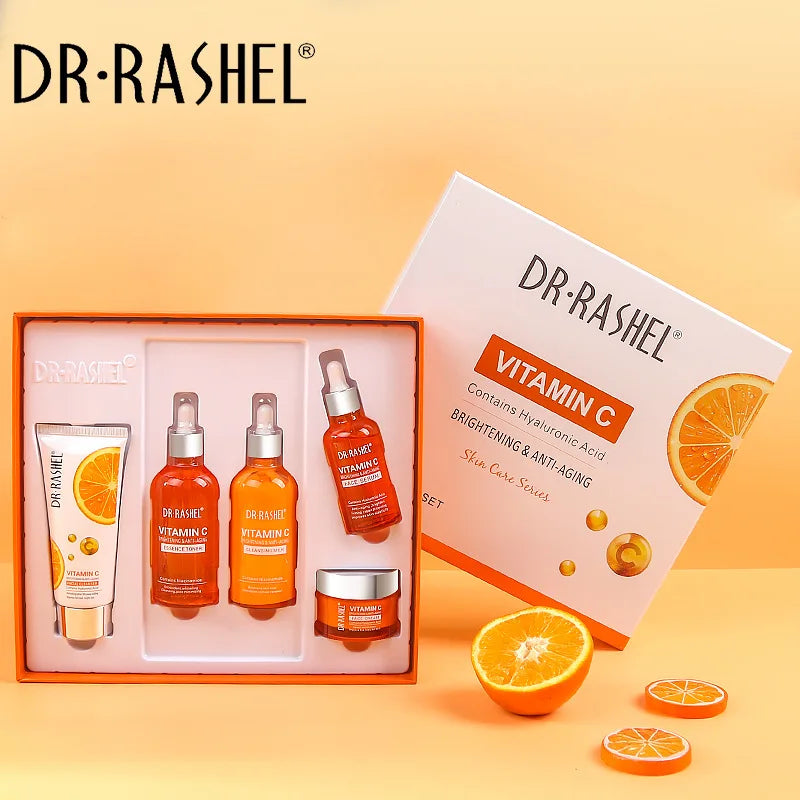 VC Facial Skin Care Set Cleanser Essence Moisturizing Cream Tender Skin Lotion Brightening Skin Tone