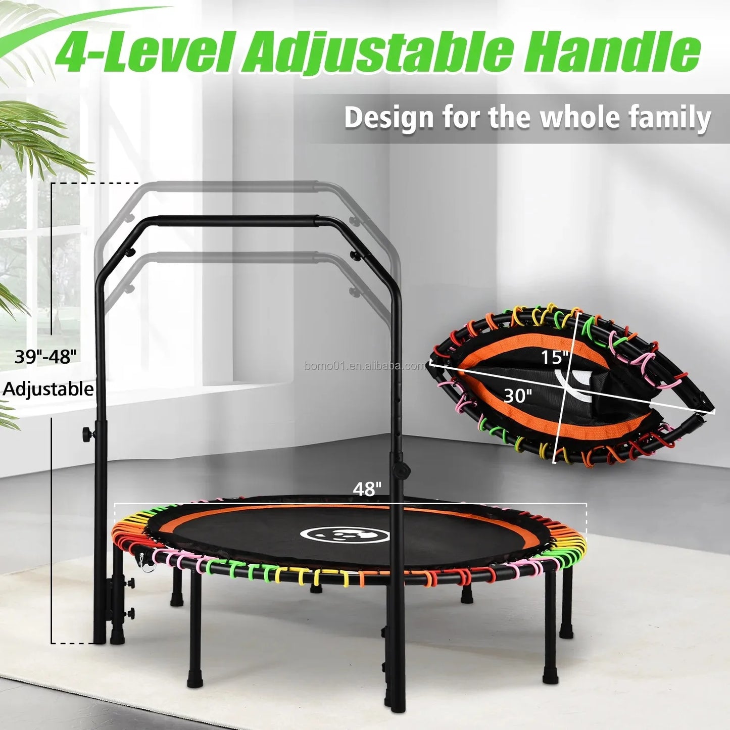 Zoshine Indoor 48 Inch ultra Quiet Foldable Fitness Trampoline Sports Training Trampoline